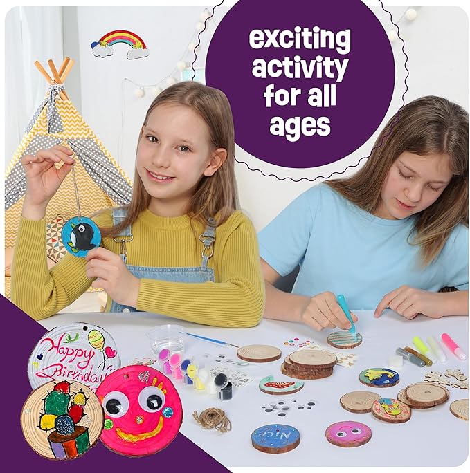 Dan&Darci Glow in The Dark Wood Painting Craft Kit for Kids - Arts and Crafts for Kid Ages 6 7 8 9 10 11 12 - Art Set Party Gift - Paint Kits 6-8, 8-12 - Gifts Summer Toys for Girls 8-12