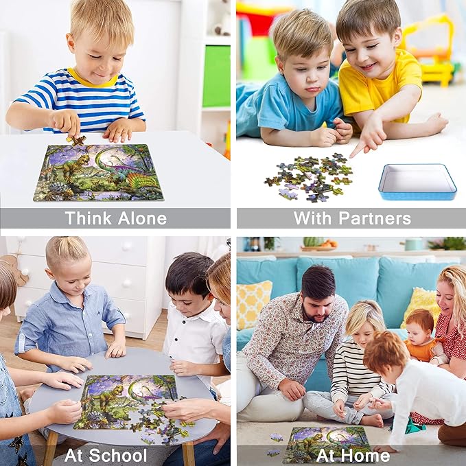 LELEMON Puzzles for Kids Ages 4-8,Dinosaur 100 Piece Puzzles for Kids,Educational Kids Puzzles Jigsaw Puzzles in a Metal Box,Children 100 Piece Puzzle Games Puzzle Toys for Girls and Boys