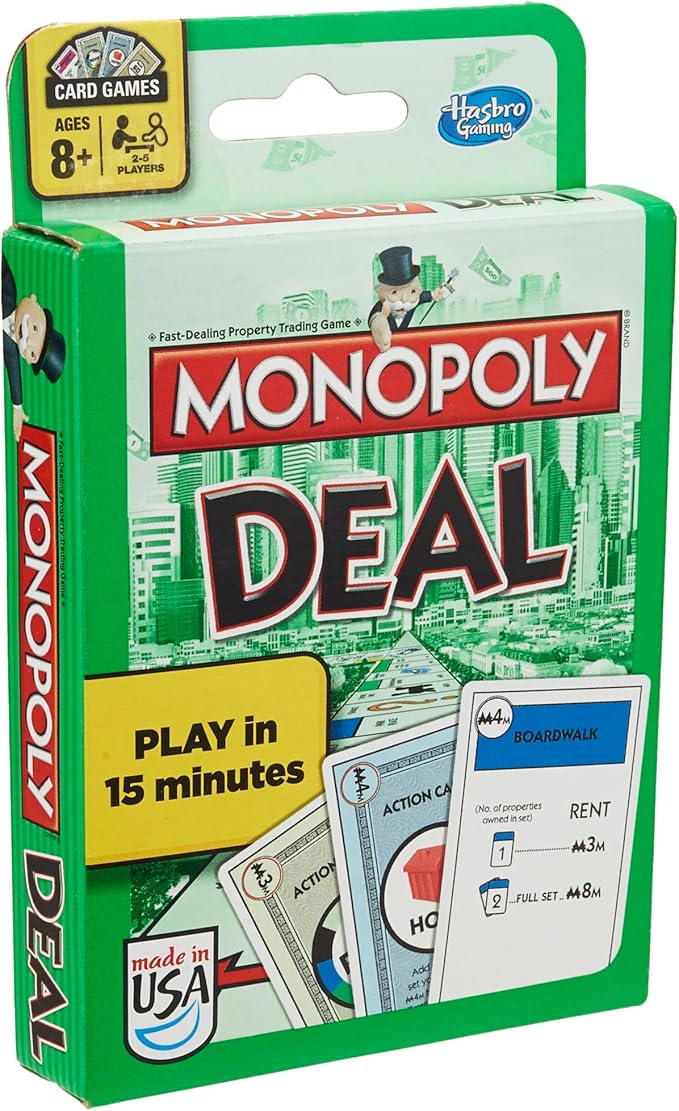 Monopoly Deal Card Game | Quick-Playing Card Game | Fun Games for Families and Kids | Ages 8 and Up | 2 to 5 Players | 15 Mins. | Travel Games