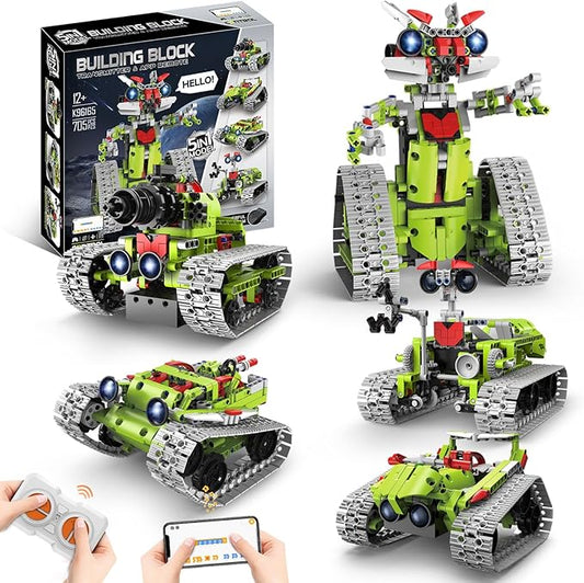 5 in 1 STEM Robot Building Kit with APP Remote Control, 705 PCS Engineering Robot Toys for Kids Age 8-16, Science Coding RC Robotics Kit Birthday Gifts for Boys Girls 6 7 8 9 10 11 12