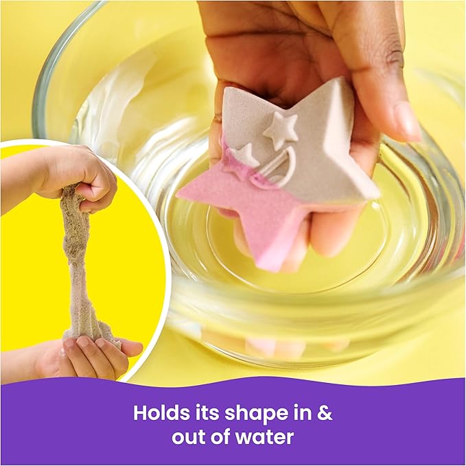 Kinetic Sand Splash, 1.5lb White-Pink Color-Change Play Sand & Character Mold, Resealable Bag, Toddler Toys, Kids Toys for Girls & Boys Ages 3 and up