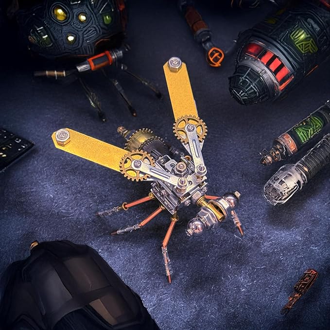 Steampunk Metal Insect Bug Mechanical Steampunk Sculpture Steampunk Mechanical Insect Clockwork 3D Steampunk Metal Puzzle Kits for Adults (Mechanical Fly A)