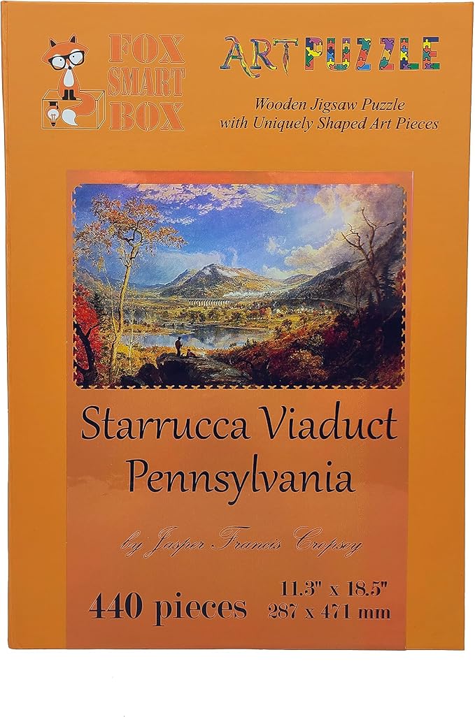 Wooden Jigsаw Puzzle for Adults - Uniquely Shaped Pieces - Made in The USA by FoxSmartBox - 440 Pieces - Starrucca Viaduct, Pennsylvania