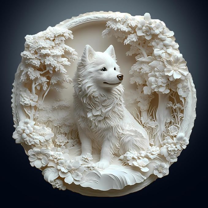 Wooden Puzzles for Adults, Wooden Jigsaw Puzzles for Adults Kids, 3D Paper Samoyed Unique Shaped Wood Puzzles Adult, Birthday Gifts for Friends Family Game, Home Decor(13.4 * 13.3in 295pcs)