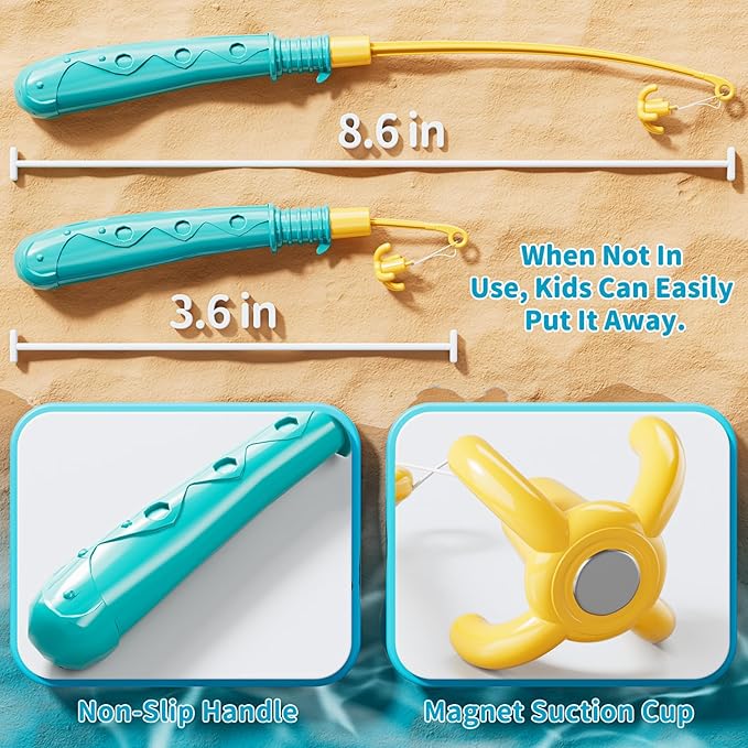 Magnet Fishing Toys Game for Kids 3-5 - Floating Fish Toys with Inflatable Kiddie Pool, Bath for Toddlers, Pole Rod Net, Outdoor Party for Boys Girls Kids Age 3 4 5 6 7 8 Year Old