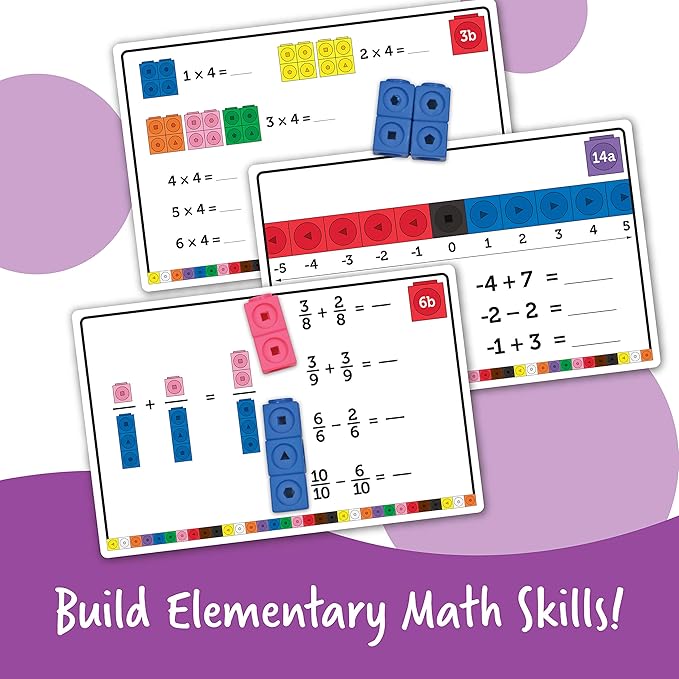 Learning Resources MathLink Cubes Elementary Math Activity Set - Math Manipulatives for Elementary School, 1st Grade Learning & Education Toys, Counting Blocks for Classroom Centers and Homeschool