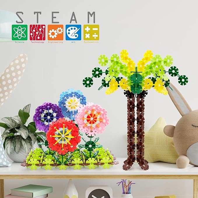 PicassoTiles Building Chips Interlocking Disc Construction Blocks in Red Color STEM Learning Early Education Toy Engineering Playset Child Brain Development for Toddlers Girls Boys Kids Age 3+ PTF108