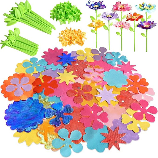 DIY Flower Accessories Set, DIY Art & Craft Kits Toys for Kids Girls, Gift for 4 5 6 7 8 Year Old Toddler Girl, Educational Activity Preschool Birthday Christmas Gifts, Suitable for All Flower Toys