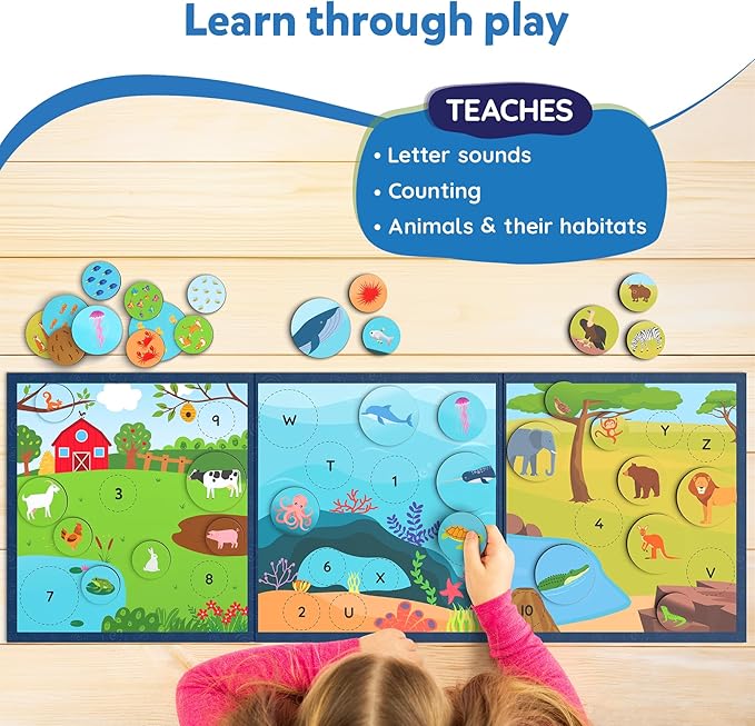 Skillmatics Magnetic Matching Activity - Letters, Numbers & Animals, Preschool Learning Toy & Game for Kids, 35+ Magnetic Pieces, Gifts for Boys & Girls Ages 3, 4, 5, 6