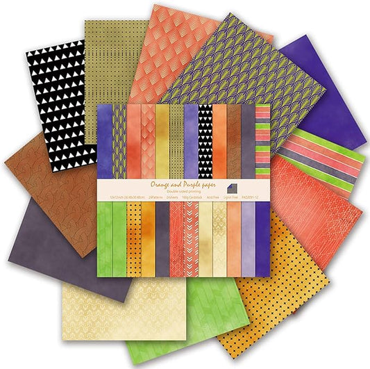 12"X12" Boho Scrapbook Paper, Double sided printing 13.76 oz/390 g, 24 Sheets DIY Origami Decorative Craft for Card Making Background Origami Decopage Decorative Scrapbooking Supplies (Boho4)