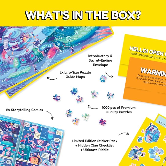 Jigsaw Puzzles 1000 Pieces - Magic Mystery Story Secret Ending Puzzle - Perfect Game Night for Adults & Kids - Ocean Theme Challenging (Beyond The Kelp)
