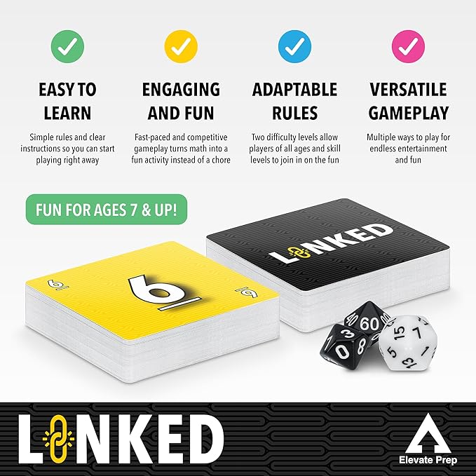 Linked Math Game | The Game of Quick Thinking and Number Linking | Fun and Engaging Math Activity for Kids Ages 7+ | Practice Addition, Subtraction, Multiplication, and Division