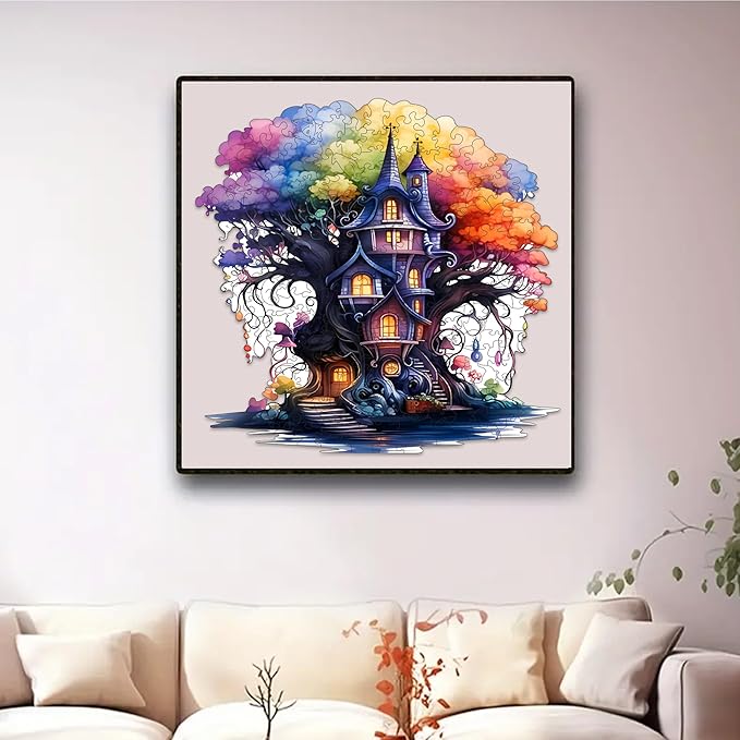 Wooden Puzzles, 249PCS Magical Tree Jigsaw Puzzles, Unique Shaped Wooden Puzzle for Adults and Kids, Family Game(Magical Tree, Royal)