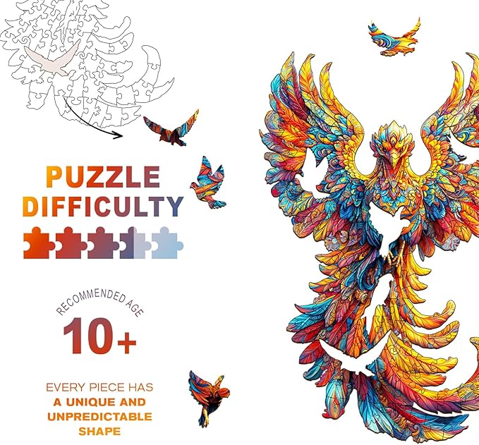 Wooden Puzzles for Adults - Flameborn Wooden Jigsaw Puzzle, Unique Animal Shaped Wood Puzzles Adult, Christmas Birthday Gifts for Friends/Family, Home Decor 11.4 * 7.6in 120pcs