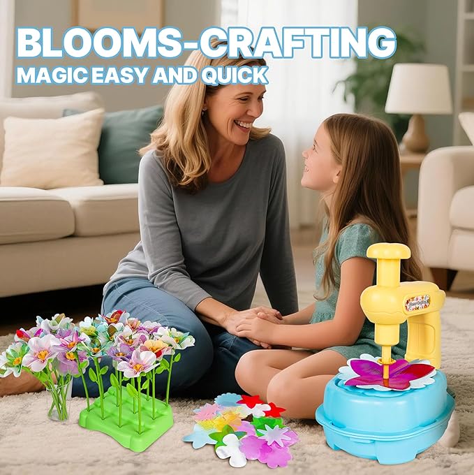 Mruikeny Fabric Flower Bouquets Toys, Handmade Arts and Crafts Toys for Kids Ages 3 4 5 6 7 8, DIY Flower Make Toy for Girls Craft Kit STEM Educational Toy for Kids Toddler Birthday Gifts