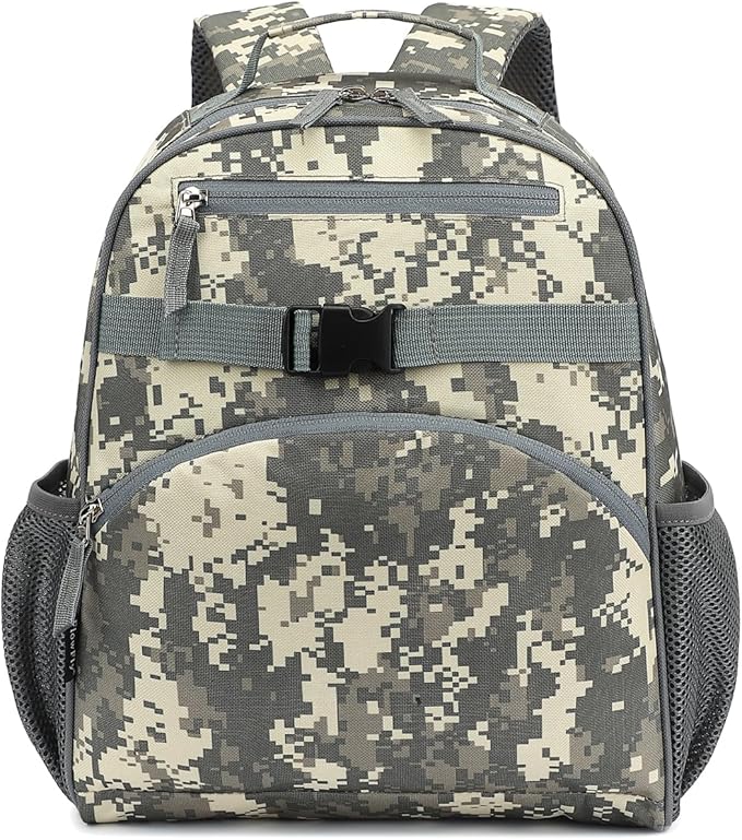 FlowFly Kids Backpack for Toddler Boys Girls, Simple Lightweight Bookbag for Daycare Kindergarten Elementary School Travel, Small Modern Bag (Medium 15''), Digital Camo