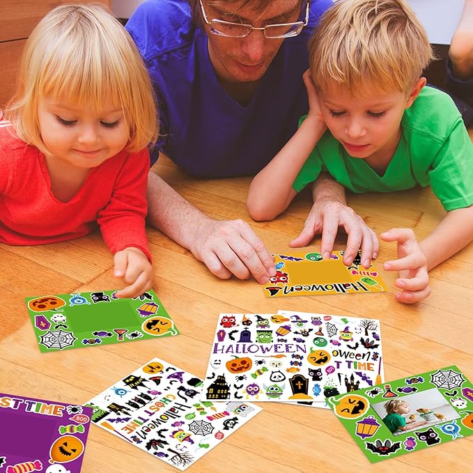 30 Packs Halloween Arts and Crafts for Kids Picture Frame Craft Kits Photo DIY Craft Set Bulk Pumpkin Maple Leave Turkey Stickers Children Classroom Kindergarten Preschool Game Activities Ages 4-12