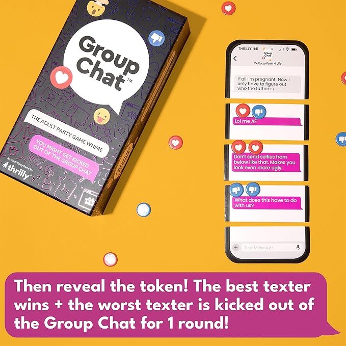 Group Chat Hilarious Text Message Party Game for Adults, Build Wild Group Threads with 400 Cards, Voting Tokens & Do Not Disturb Sign | Fun for Parties