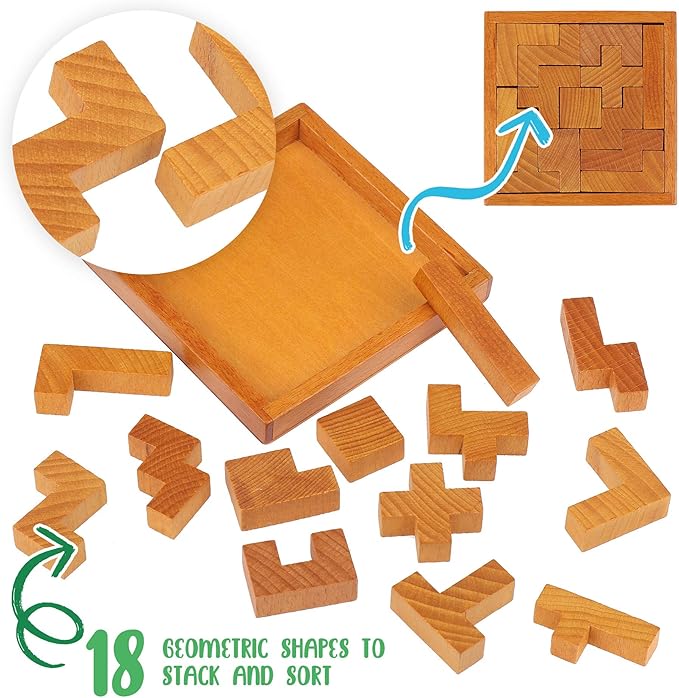 Wooden Brain Teaser Puzzles for Kids Children & Adults. New Level of Challenge for Those who Love Good Mental Workout