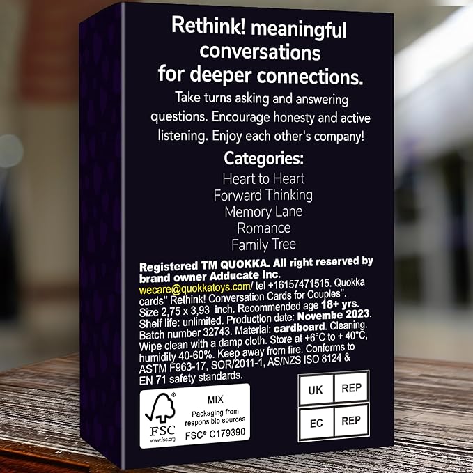 QUOKKA Conversation Cards Game - Couples Edition | Original Version | Relationship Connection - Great Board Game for Married Husband & Wife