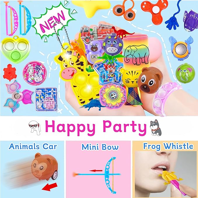 212-Pack Assorted Party Favors Gift Toy Set for Boys Girls, Novelty Items for Events, Prize Drawings, Carnival Favors, Surprise Bag Fillers, Celebration Supplies Class Gift for 3 Years and Above