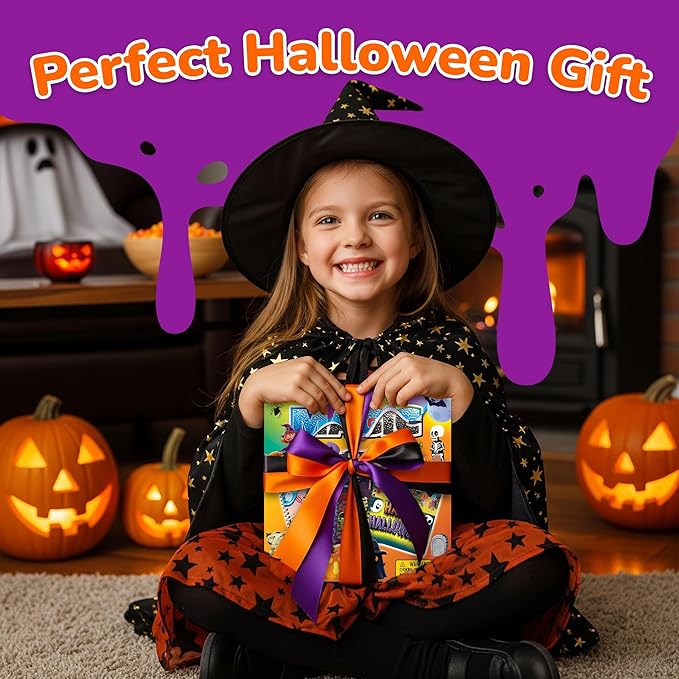 Halloween Party Favors for Toddlers, 4 Pack Halloween Water Coloring Books for Kids, Halloween Activities for Kids, Boo Basket Stuffers, Halloween Treats, Toys, Toddler Travel Essentials, Toddler Gift