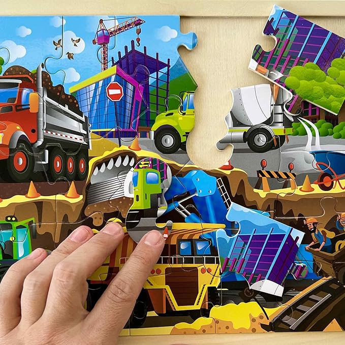 QUOKKA 4SET Puzzles for Kids Ages 4-6 - 36 Pcs Wooden Realistic Montessori Toddler Puzzles Ages 3-5 - Animals Dinosaurs Learning Games for Boys and Girls 4-8 Year Olds