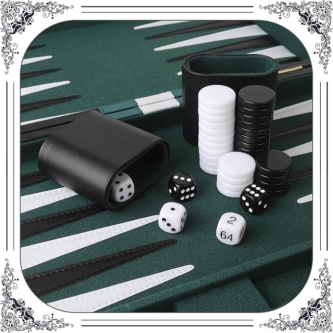 Froggod 15 inch Backgammon Sets for Adults - Classic Board Game for Adults - Portable Travel Backgammon Set for 2 Players - Perfect Adult Board Games for Gifts & Family Fun(Black)