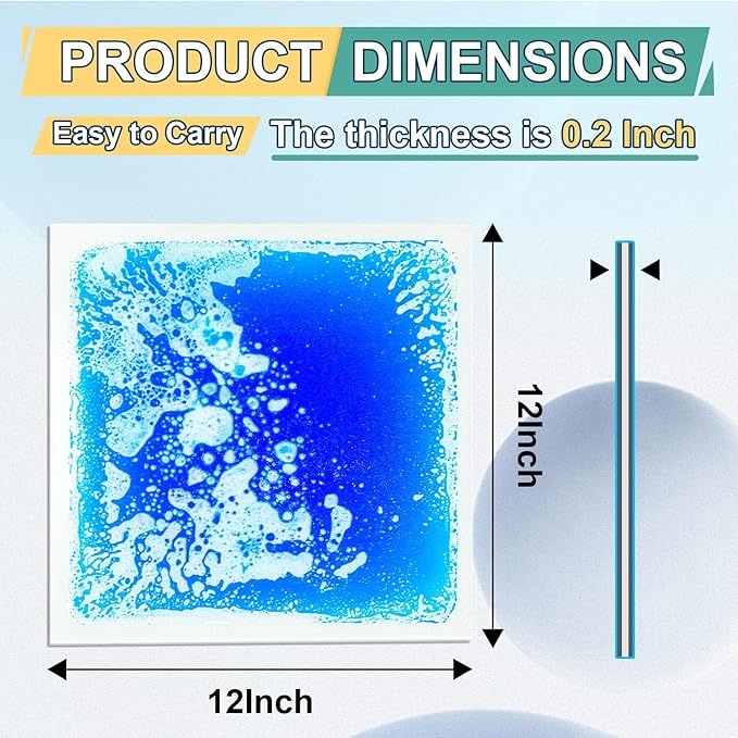Liquid Sensory Tiles Floor Pads - 9 PCS Square Sensory Floor Mats for Kids Over Three Years Old