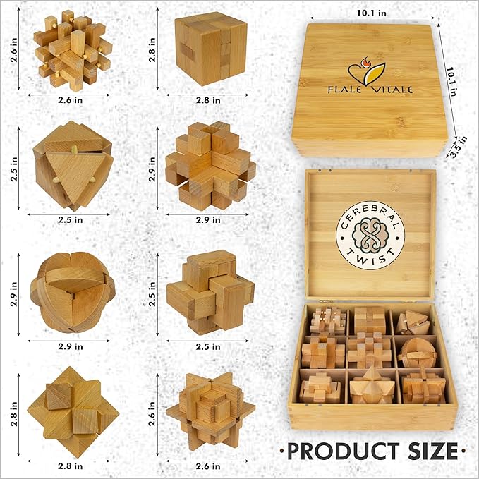 Wooden Brain Teaser Puzzles for Adults - Coffee Table Puzzles - Wooden Wire Teaser - Brain Puzzle for Adults - Wood Brain Teasers - Brain Teasers