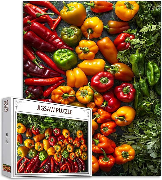 Tucocoo 1000 Piece Jigsaw Puzzles for Adults Variety of Peruan Peppers Painting Puzzle Colorful Art 1000 Pieces Puzzles for Challenging Family Activity Game DIY Craft Puzzle Wall Decor Gifts