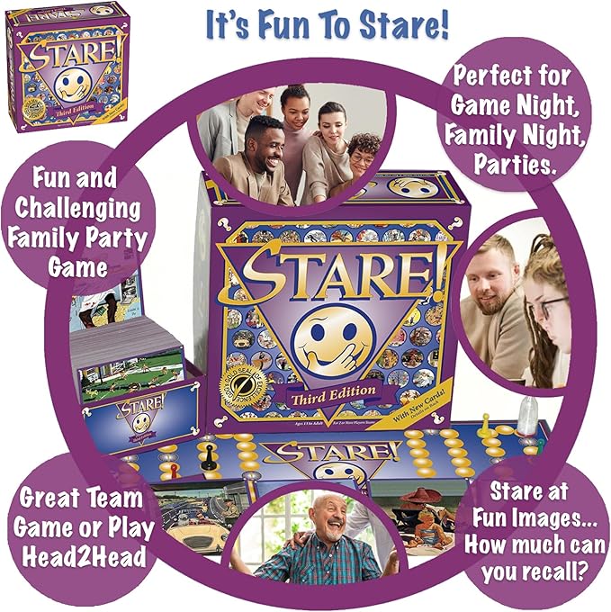 Stare - Fun Game of Visual Recall Where Quirky Image Cards Challenge Players' Minds – Classic for Adult & Family Game Night