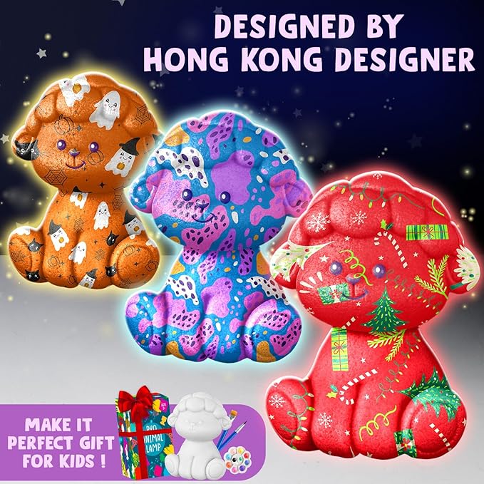 Goodyking Paint Your Own Sheep Lamp Kit, DIY Crafts Night Light, Arts & Crafts for Kids Ages 8-12, Painting Kit Art Supplies Birthday Party Holiday Gift for Teens Girls Boys Age 3 4 5 6 7 8+