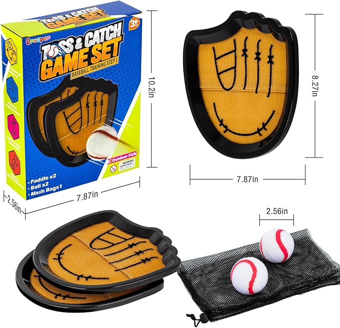 Toss and Catch Outdoor Indoor Games for Kids Beach Yard Pool Sand Lawn Toys 4 5 6 7 8 9 10 11 12 Year Old Boys Girls Birthday Gifts 2 Paddles 2 Balls