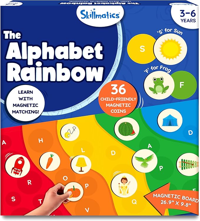 Skillmatics Magnetic Matching Activity - The Alphabet Rainbow, Preschool Learning Toy & Game for Kids, 35+ Magnetic Pieces, Gifts for Girls & Boys Ages 3, 4, 5, 6
