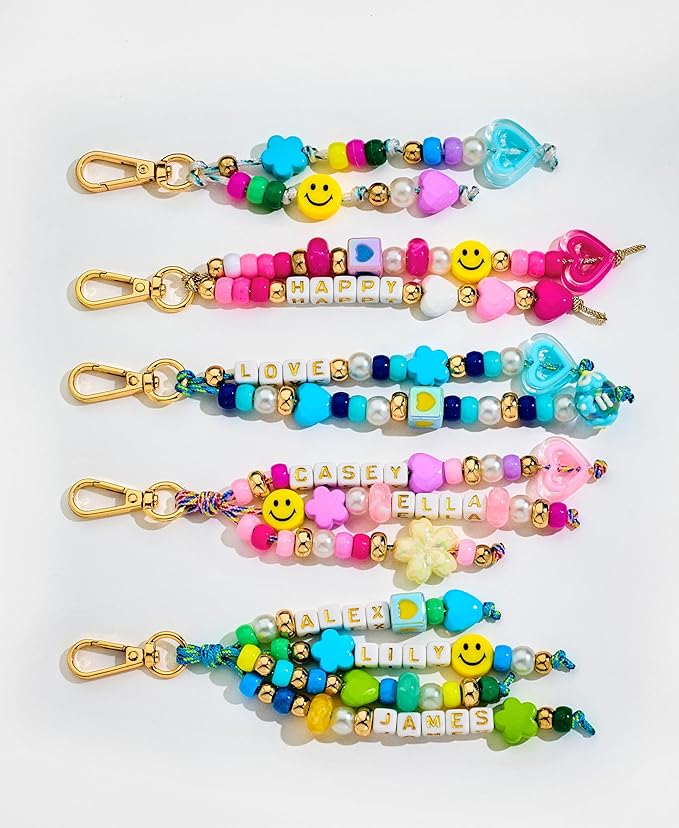 MINIMISSMIANYC 421PCS Beaded Keychain Making Kit for Women,Acrylic Heart Star Flower Letter Alphabet Bag Beads DIY Key Chain Charm Supplies Crafts Accessoriess Jewerly Making Kit