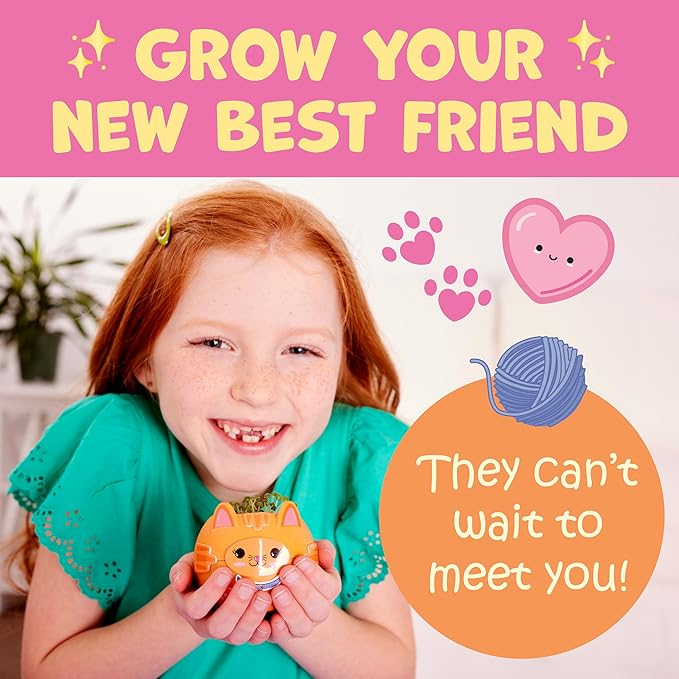 Creativity for Kids: Plant-A-Pet Kitty - Arts and Crafts Kit, Gifts for Girls and Stocking Stuffers, Boy and Girl Toys, Chia Seed Plant Pet (Ages 6+)