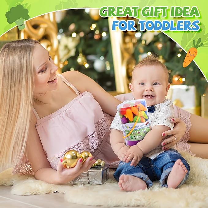 Counting Vegetables Matching Games Sensory Toys with Sorting Bowls Preschool Learning Activities Color Classification Montessori Educational Toys Set Gift for Boys Girls Toddlers Toys Age 3+