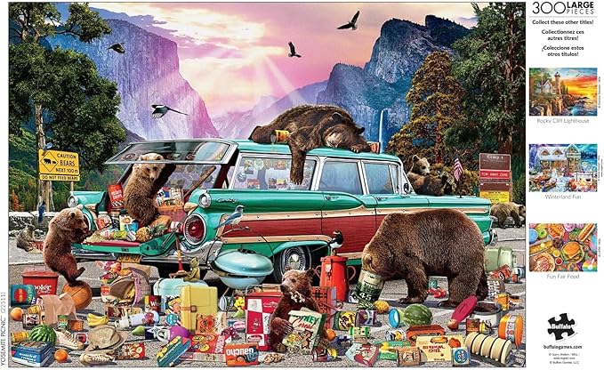 Buffalo Games - Garry Walton - Yosemite Picnic - 300 Piece Jigsaw Puzzle for Adults Challenging Puzzle Perfect for Game Nights - Finished Puzzle Size is 21.25 x 15.00