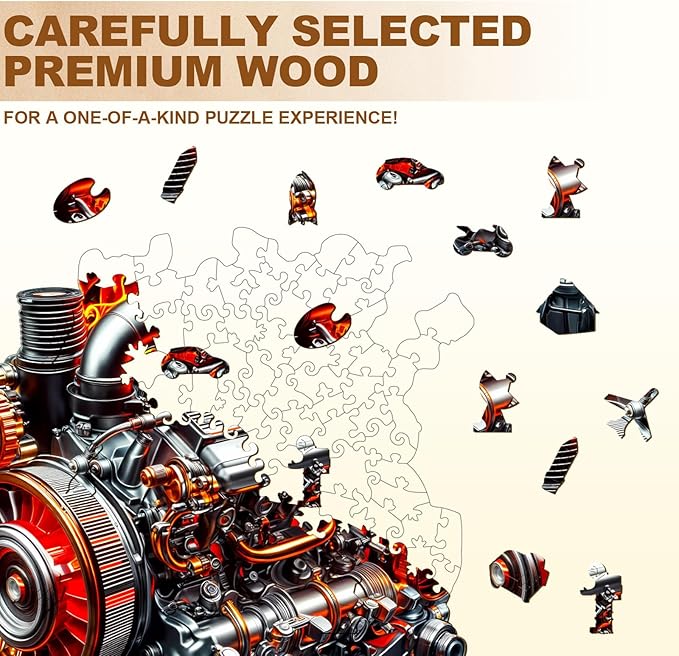 Wooden Puzzles for Adults, Wooden Jigsaw Puzzles for Adults Kids, Ironclad Dynamo Unique Shaped Wood Puzzles Adult, Creative Gifts for Friends Family Game, Home Decor(11.4 * 10.7in 180pcs)