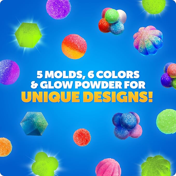 Blue Marble Bouncy Ball Science Kit - Make Up to 45 Glow in The Dark Bouncy Balls for Kids with 6 Colors & 5 Mold Shapes, DIY STEM Projects, Science Kit for Kids, Kids Science Projects, Ball Maker