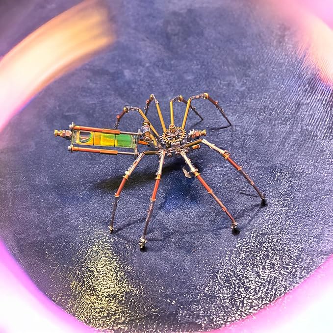 Metal Insect Bug Sculpture Steampunk Mechanical Insect Clockwork 3D Steampunk Metal Puzzle Kits for Adults (Mechanical Spider A)