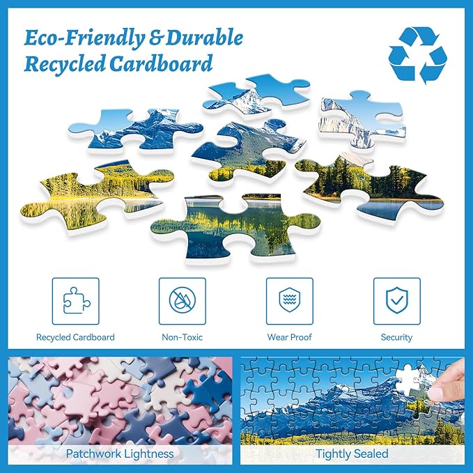500 Piece Puzzle for Adults, Mountain Lake Jigsaw Puzzle with Trees and Reflections, Scenic Nature Puzzles for Adults 500 Pieces, Relaxing Jigsaw Puzzle for Family and Friends, 20.5x15 in