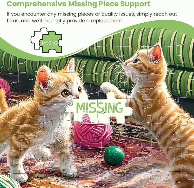 300 Piece Puzzles for Adults, Cute Cats 300 Piece Puzzle, Playful Kittens in Living Room Jigsaw Puzzle, Perfect for Family Game Night, Home Wall Decor, Ideal Gift for Adults, Kids, Seniors