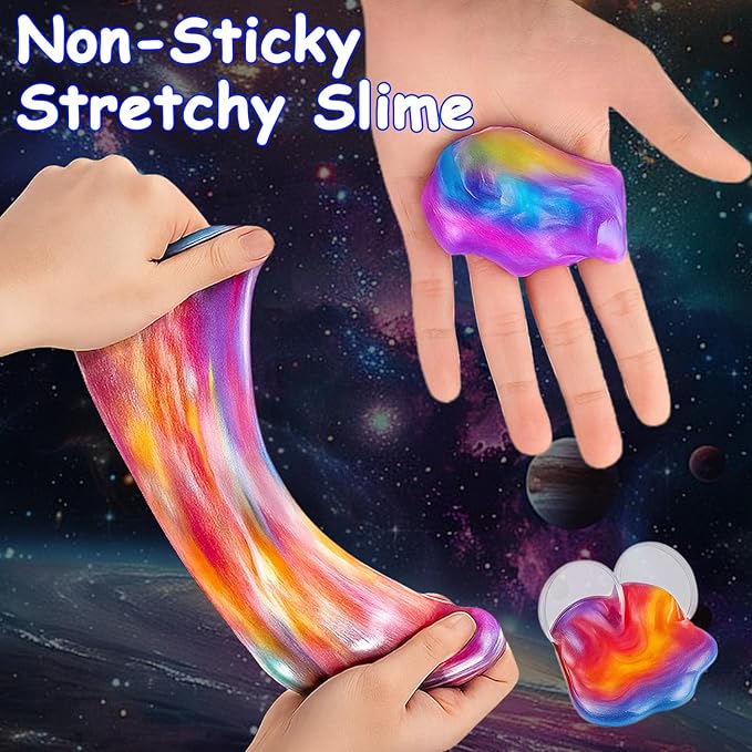 24 Pack Slime Party Favors, Galaxy Slime Balls Soft DIY Toys Stretchy and Non-Sticky Stress Relief Crystal Clay Safe Toys for Kids Girls Boy Classroom Birthday Halloween Christmas Party Favors Gifts