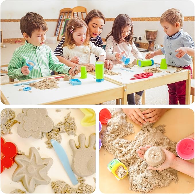 NiToy FlexiSand 19 lbs Value Pack of Moldable Self-Sticking Sand, Never Dries Out Fun for 3 Years and Up Kids, Bulk Refill for Sensory Sand Box Toys, Ideal for Shaping and Molding (Original Color)