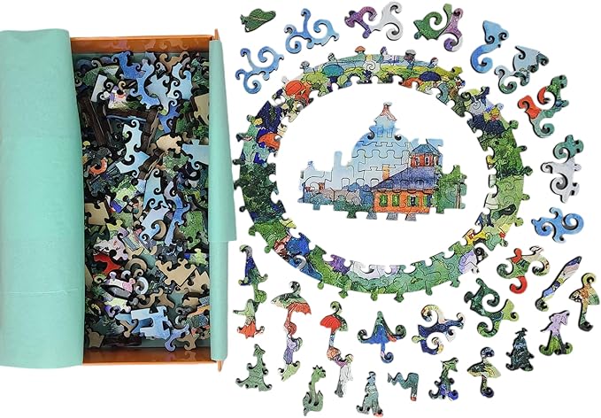 Wooden Jigsaw Puzzle for Adults - Uniquely Shaped Pieces - Made in The USA by FoxSmartBox - 212 Pieces - Franklin Park Boston