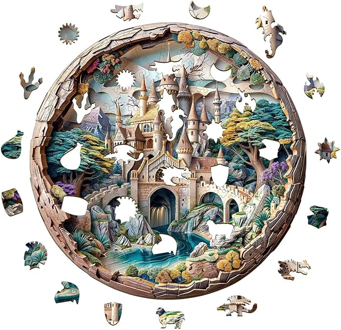3D Castle Puzzles 200 Pieces Puzzles Gifts for Adults 11.4x11.4in Wooden