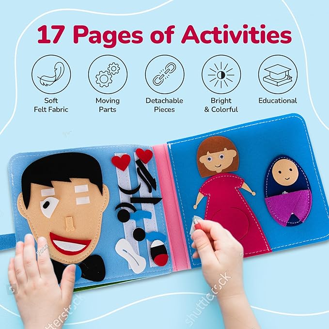 ArtCreativity Montessori Quiet Book - Busy Book for Kids with 16 Pages Full of Interactive Activities - Montessori Toys for Children - Portable Travel Toys - Sensory Toys