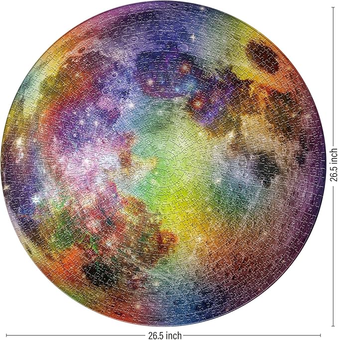 ANTELOPE Rainbow Moon 1000 Piece Jigsaw Puzzle for Adults, Space Theme, Paperboard, Round Puzzle, High Resolution, Matte Finish, No Dust, Includes Poster, 26.5 inches